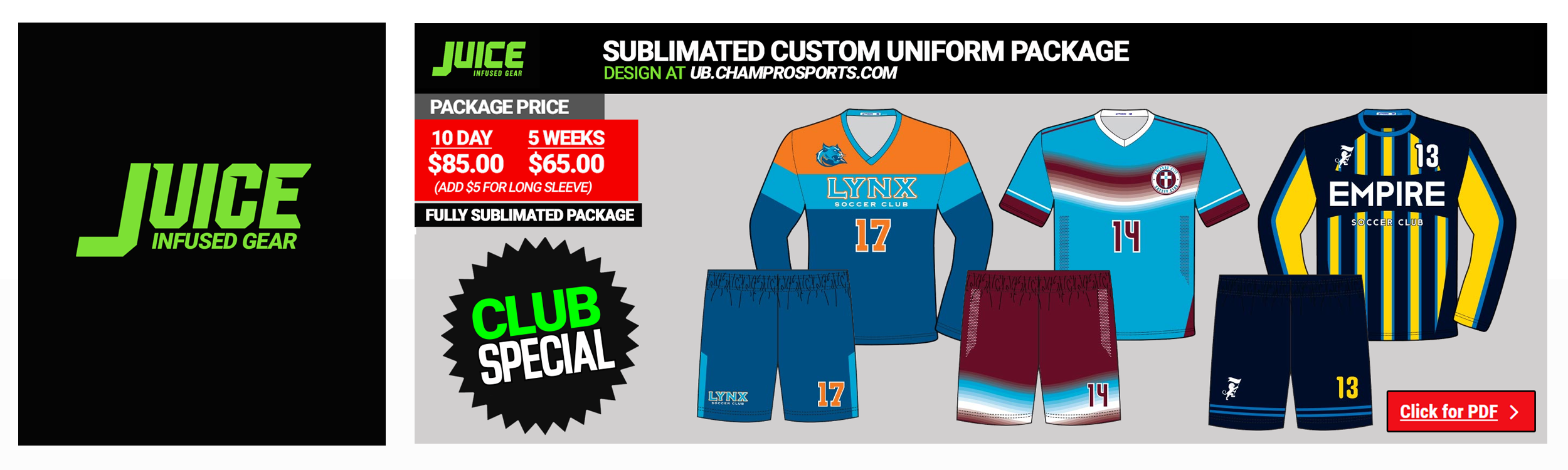 Sublimated Soccer Uniform Packages